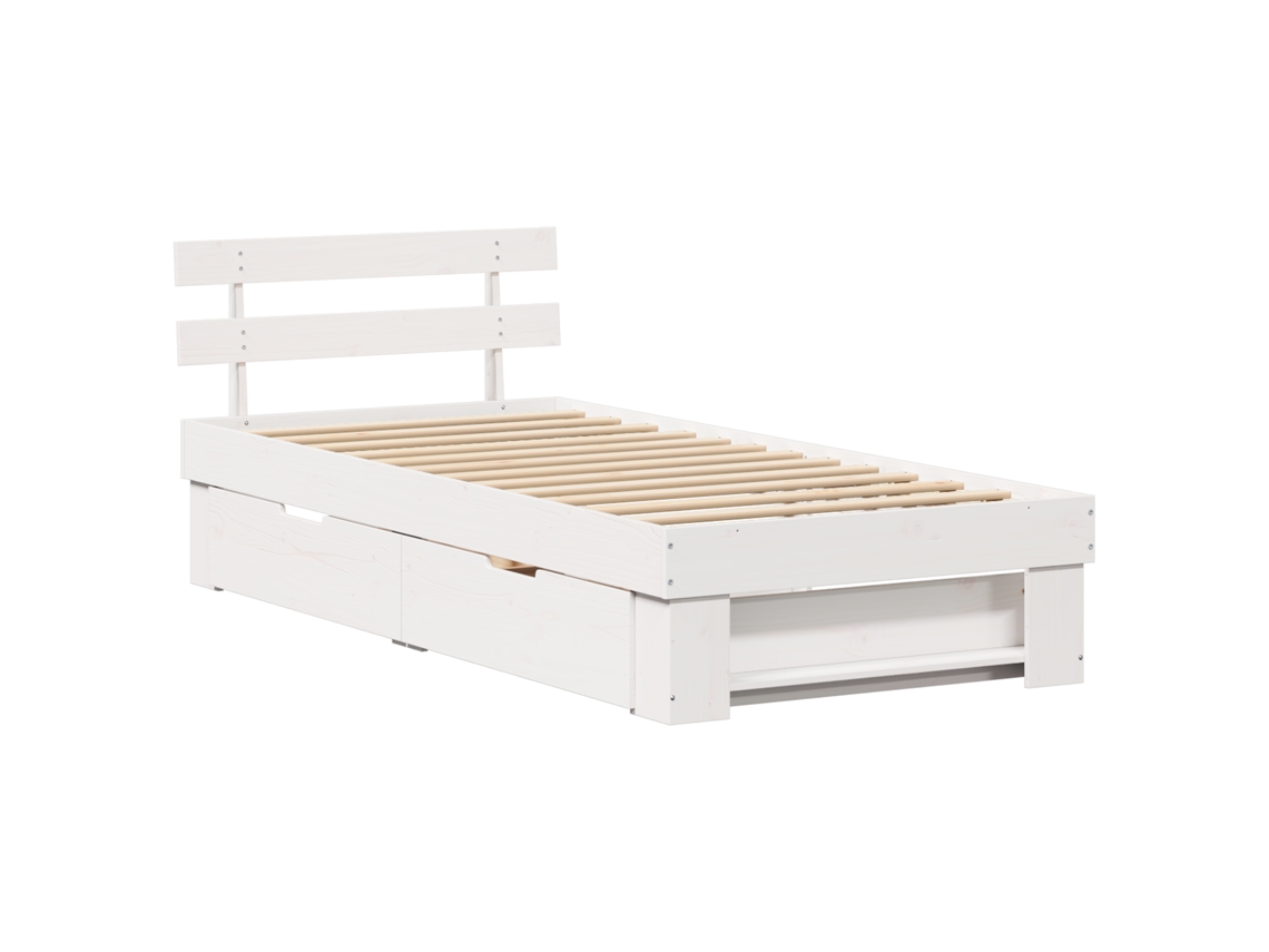 Conjunto 1 Cama De Madeira Vidaxl Branco Madeira De Pinho Maciça (80 X 200 Cm)