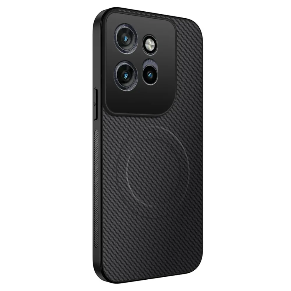 Capa Protetora À Prova De Choque Com Carregamento Magnético E Textura De Fibra De Carbono (preta, Motorola Edge 60 Pro).