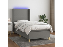 Vidaxl Cama Box Spring C/ Colchão E Led 100x200 Cm Tecido Cinza-escuro