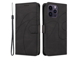 Capa Pega Para Iphone 15 Pro Max Pele Sintética Preto