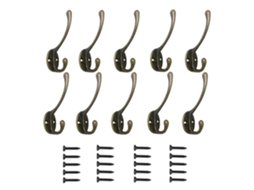 Conjunto De 10 Ganchos De Parede Com Haste Flexível, Ganchos Duplos Para Casacos, Cabide De Metal Com Parafusos Para Casacos