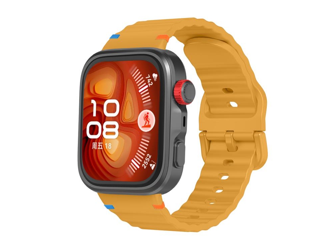 Bracelete para Huawei Watch Fit 4 Pro / Fit 4 / Fit 3 Silicone Textura Ondulada Fivela Colorida Costurada Amarela XIAOMOYU