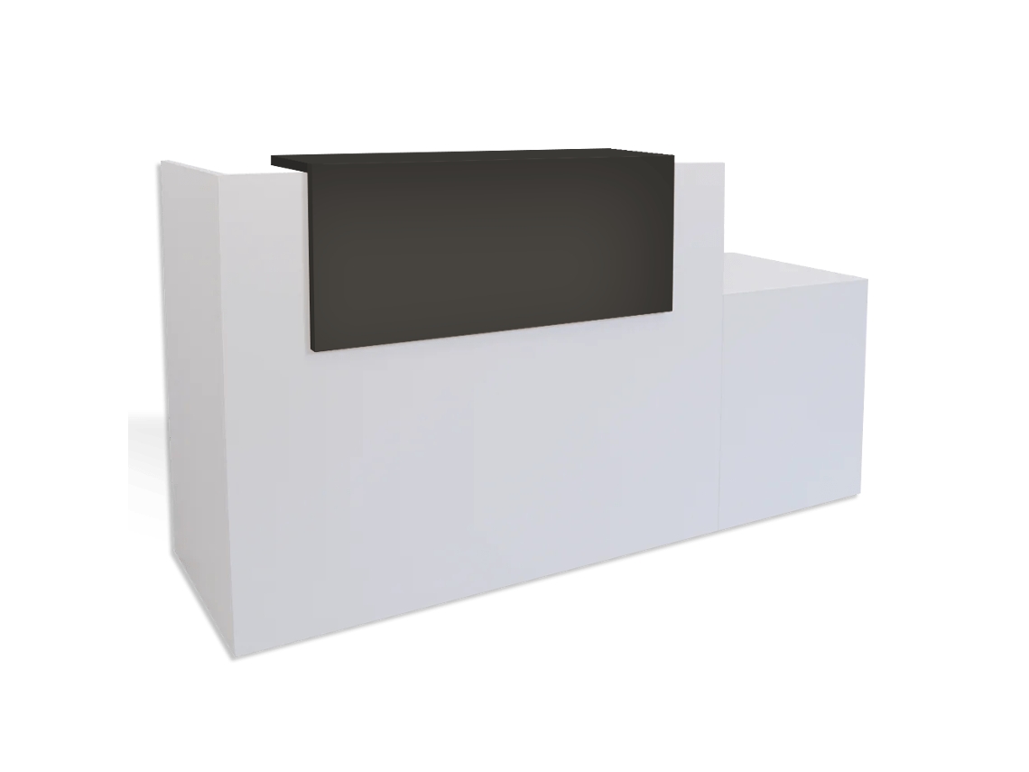 Balcão De Recepção Básico, 80 Cm, Adaptado Para Pessoas Com Mobilidade Reduzida. Esquerda. 117,5 X 280 X 65 Cm. Cinza Grafite. Ofilike