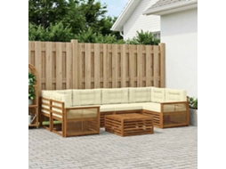 Vidaxl Conjunto De Sofás Para Exterior 7 Unid. Natural E Creme