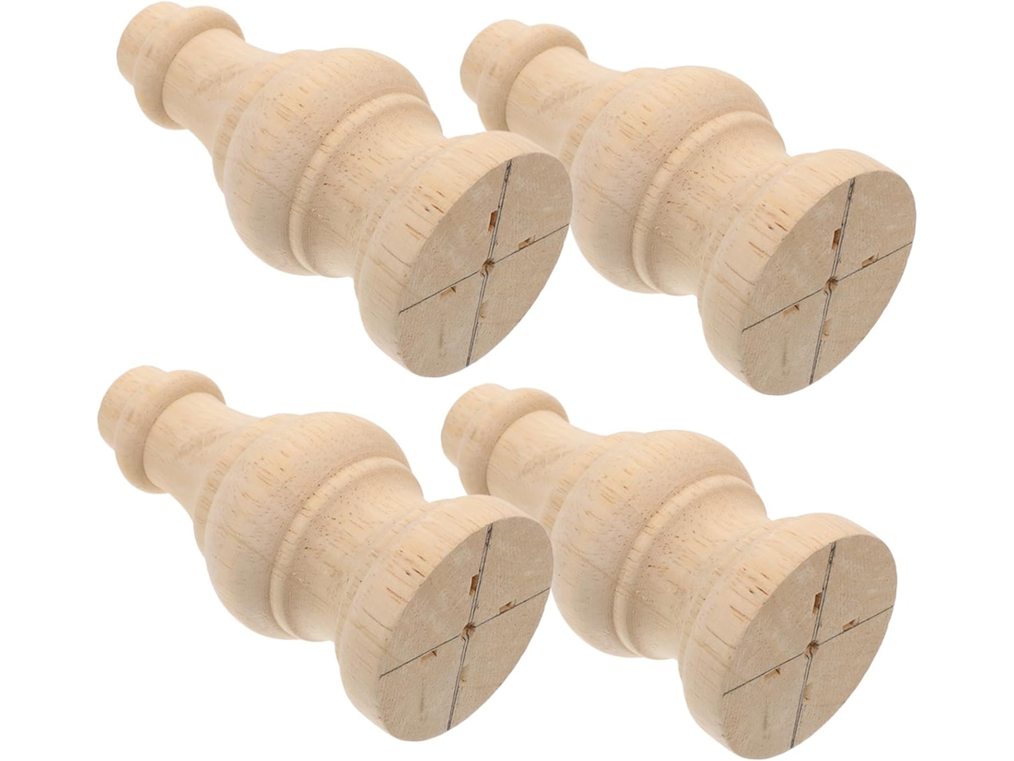 Conjunto De 4 Pés Madeira Maciça Tehaux Para Móveis, Pés De Reposição Para Sofá E Mesa, Pés Rústicos De Madeira Sem