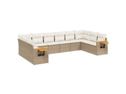 Maison Exclusive - 10 Pcs Conjunto De Sofás P/ Jardim Com Almofadões Vime Pe Bege