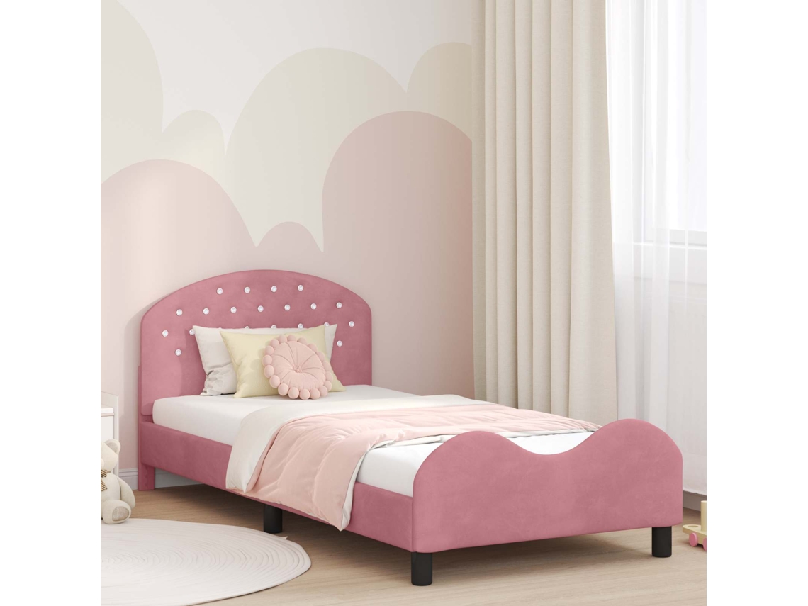 Vidaxl Estrutura De Cama Infantil Com Cabeceira Rosa 80 X 200 Cm