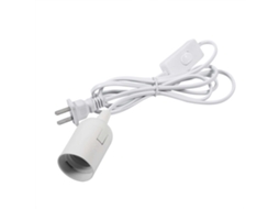 Base de lâmpada pendente com interruptor e fio 1,7m, compatível com E27, plástico PP branco/preto