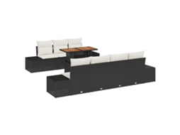 Conjunto 8 Conjunto De Sofá De Jardim Vidaxl Preto Vime Pe (100 X 55 X 73 Cm)