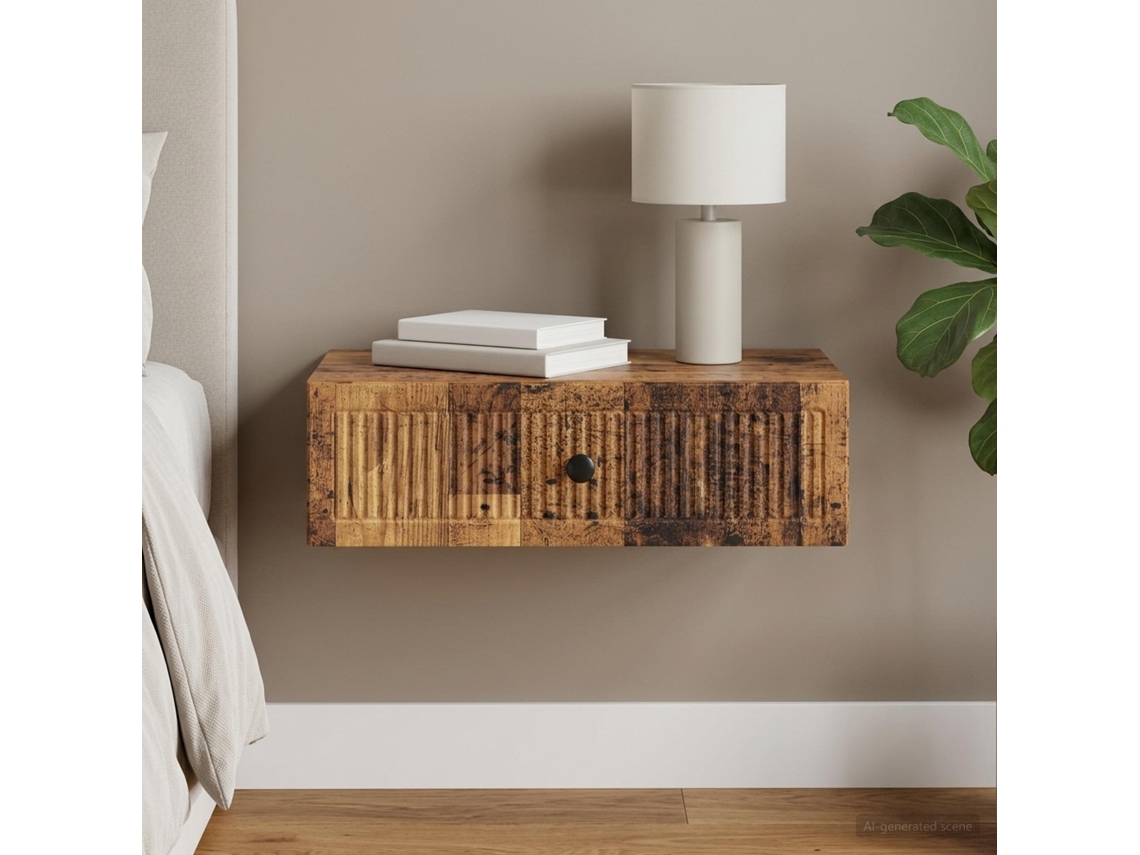 Vidaxl Mesa Lateral De Parede Madeira Antiga 59 X 34,5 X 17 Cm