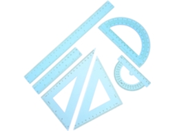 Réguas De Desenho Baluue Em Plástico Azul Para Medições Precisas, Conjunto De 6 Peças Transferidor, Régua Semicircular E