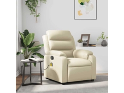 Vidaxl Poltrona De Massagens Reclinável Couro Artificial Cor Creme