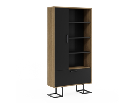 Estante Full Moon Aglomerado de Melamina Preto 90X30X180 Cm EPIKASA