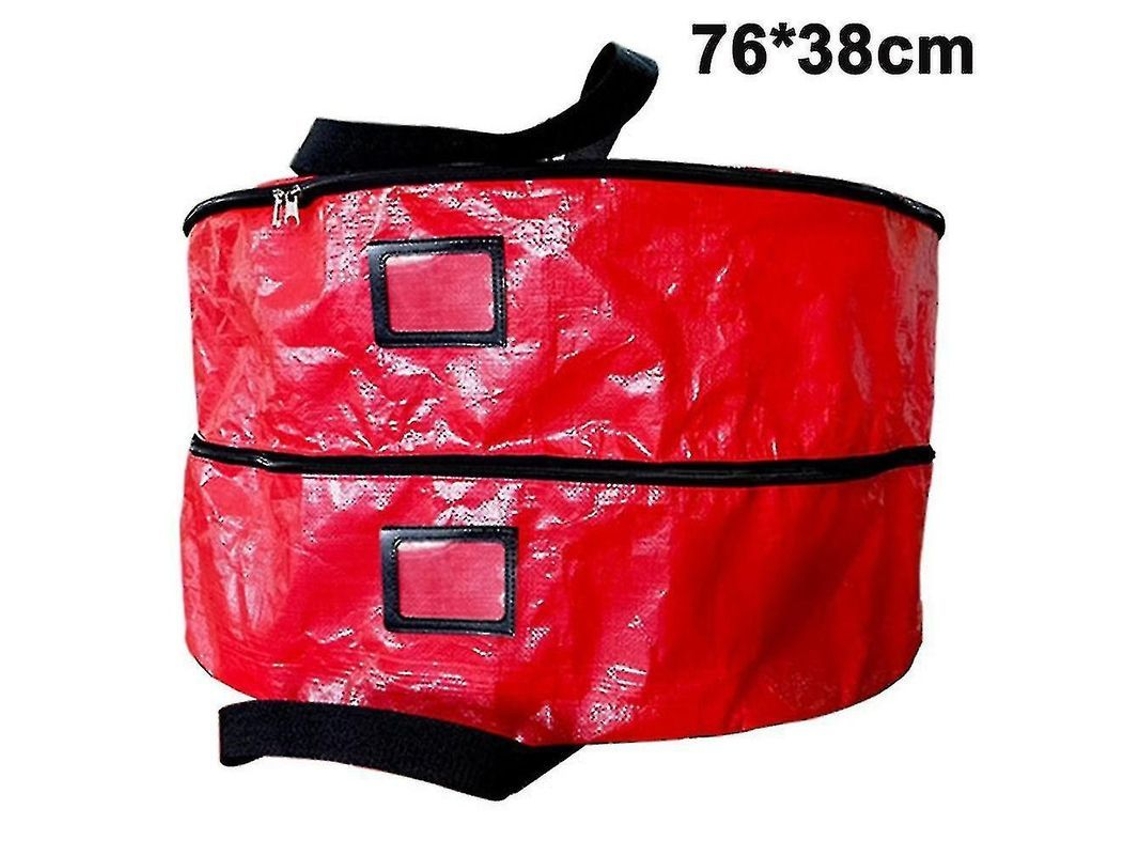 Bolsa De Armazenamento Para Coroa De Natal De Duas Camadas Com Zíperes Duplos E Alças Transparentes