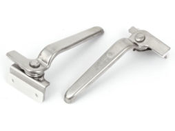 Trava de Janela Metal para Basculante Direita, com Puxador, Cor Prata, Conjunto Fechaduras e CHABERLU
