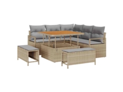 Maison Exclusive - Conjunto De Sofá De Jardim Com Almofada 8 Pcs Bege Vime Pe