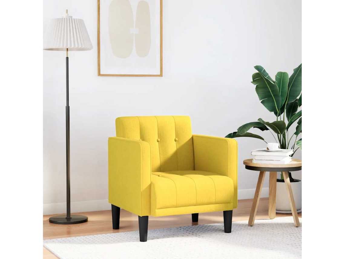 Vidaxl Poltrona Com Apoio De Braços 53 Cm Tecido Amarelo-claro