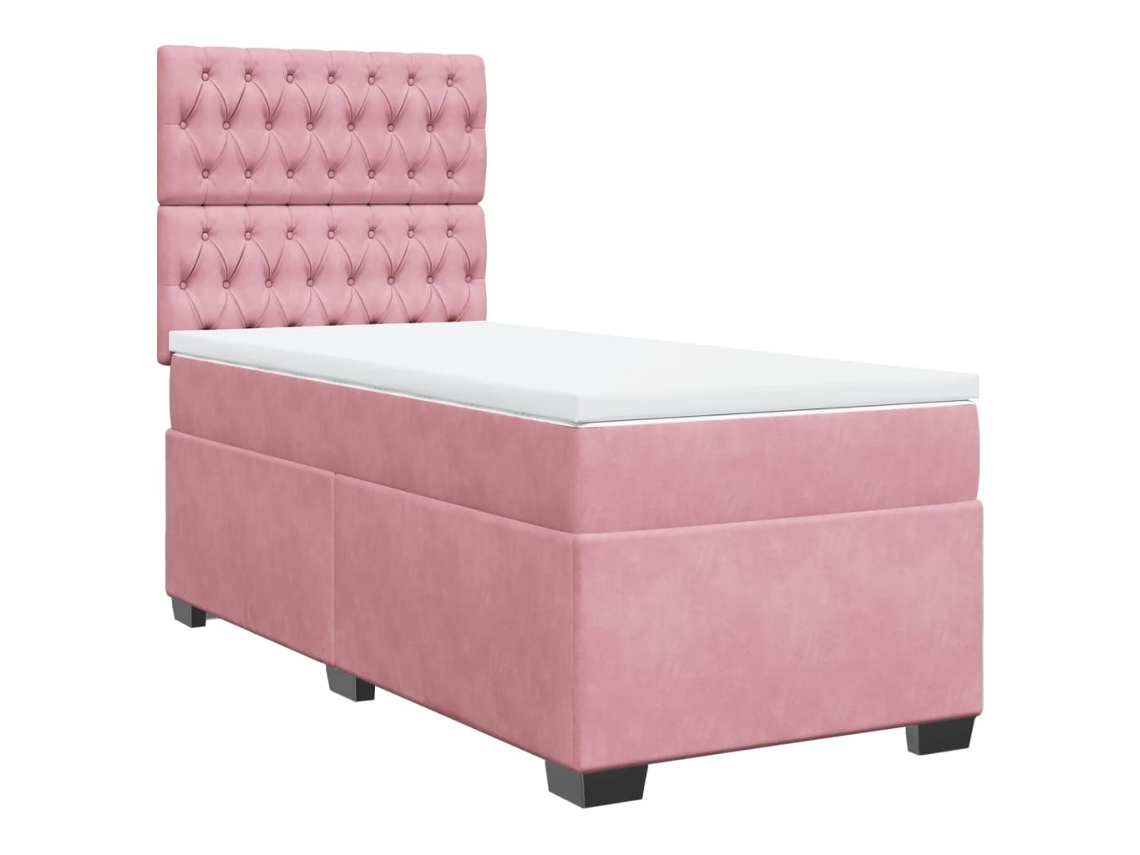 Cama com Molas/colchão 90x200 Cm Veludo Rosa MAISON EXCLUSIVE