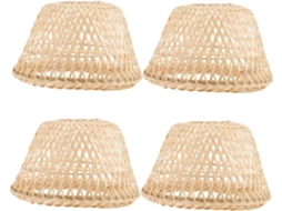 Conjunto de 4 Abajures Trançados em Estilo Retrô Natural para Abajur de Cabeceira e Decoração SFUSHOS