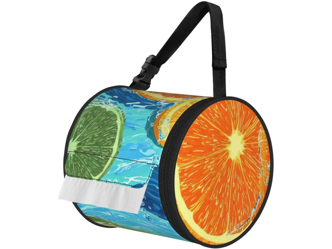 Porta Papel Higiênico Portátil Em Formato De Limão E Laranja, Com Alça Ajustável, Dobrável E Ideal Para Banheiro, Carro