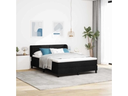 Vidaxl Cama Box Com Cabeceira Preto 140 X 190 Cm Tecido