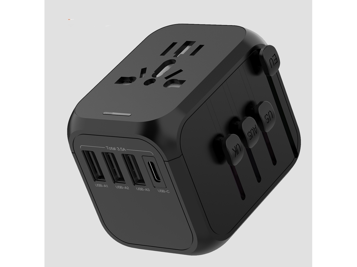 BRILVIBERA Adaptador Universal Mundial com Certificação CE, para 150 Países, USB, C, 3 USB, Tomada de Viagem