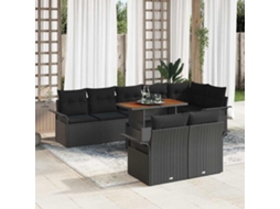 Vidaxl Conjunto De Sofá De Jardim 9 Unid. Preto Vime Pe
