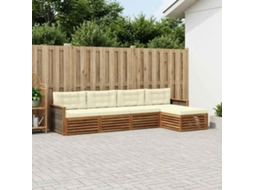 Vidaxl Conjunto De Sofás Para Exterior 5 Unid. Natural E Creme