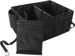 Organizador de armazenamento reutilizável para carros com compartimentos e caixas organizadoras.