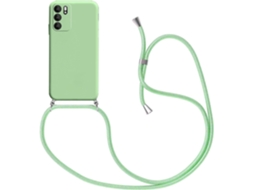 Capa com Cordão Reno Colar Elegante Protetora para Oppo Reno 6 5G 6,43 HONGWE. Silicone Verde