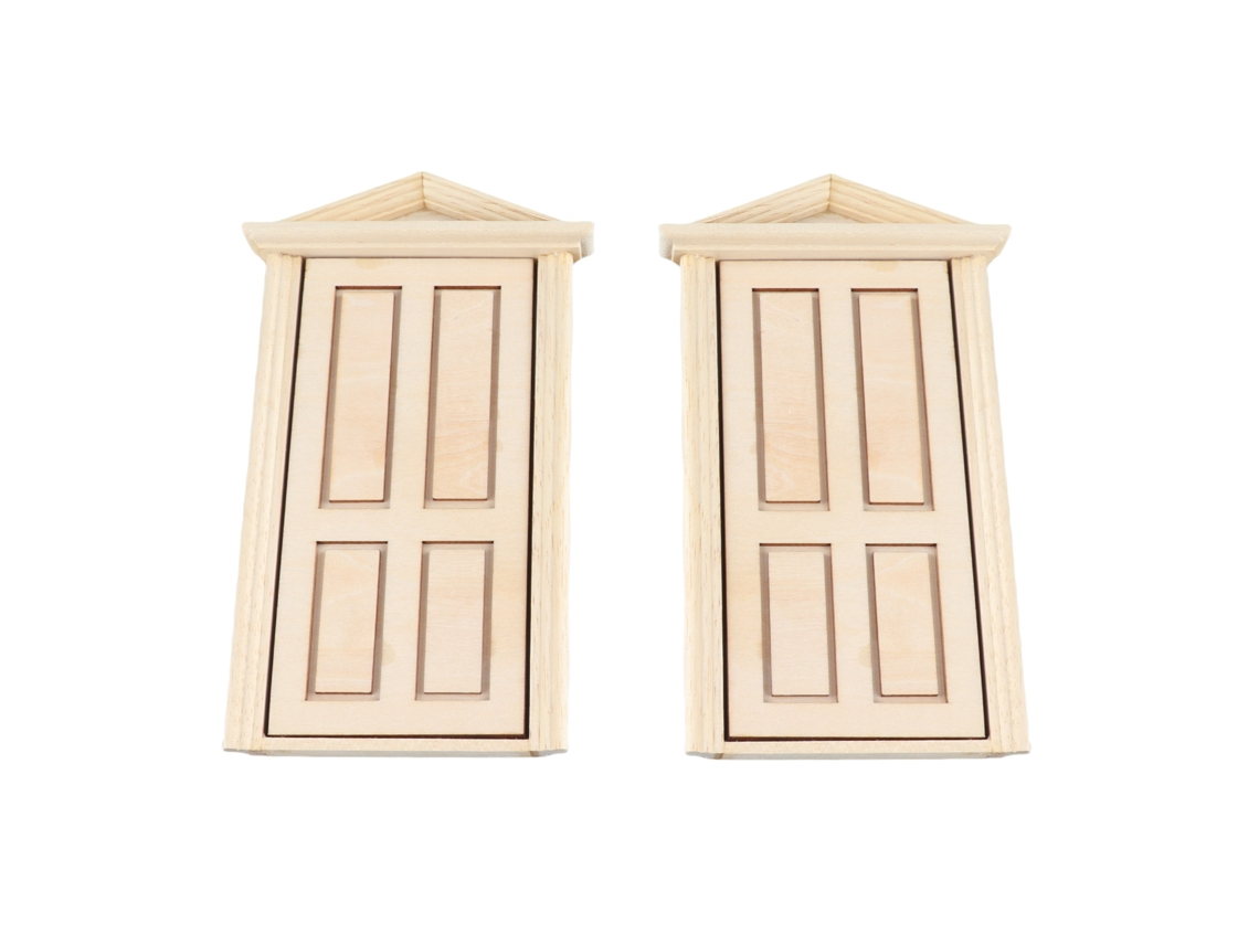 Mali 2pcs Porta Miniatura de Madeira para Casinha de Bonecas Escala 1:12 1:6 Natal
