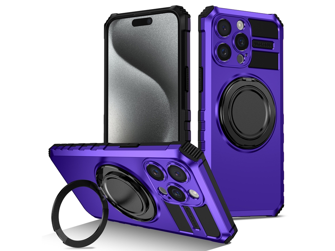 Capa Para Iphone 17 Pro Max Híbrido Suporte Anel Roxo Czhhmart