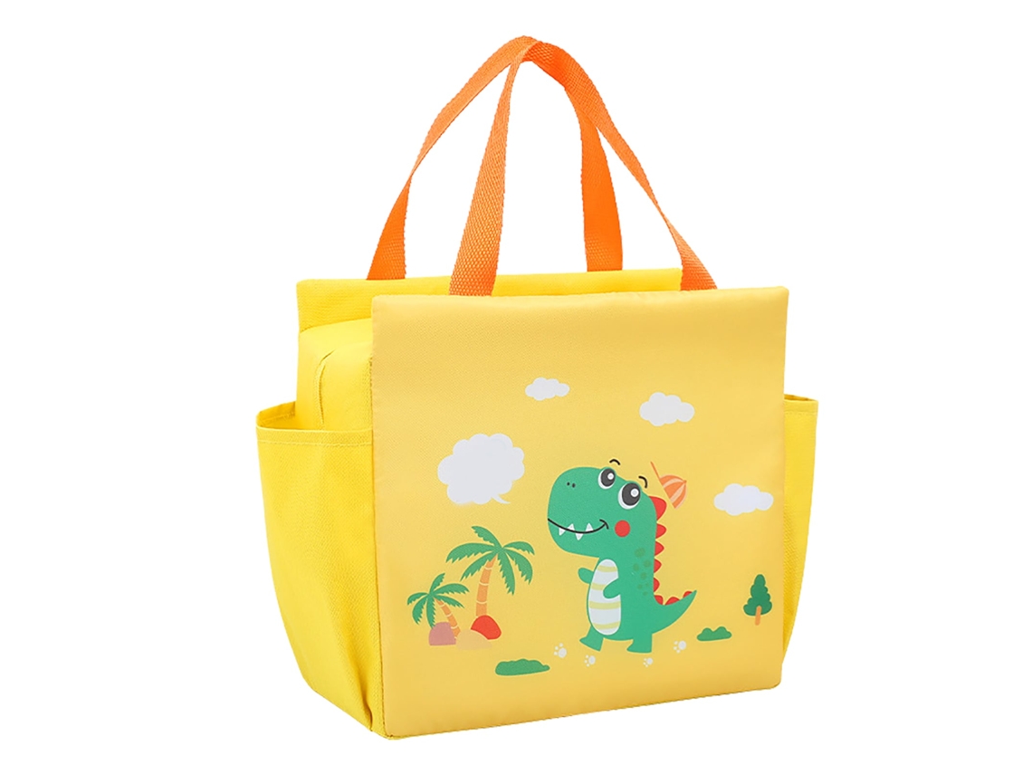 Eyf bolsa de Lanche Dinossauro Amarelo Tecido Oxford Isolado Grande Capacidade para Crianças Escola
