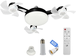 Ventilador De Teto 2 Em 1 Com Base E27 E Lâmpada Led, Controle Remoto