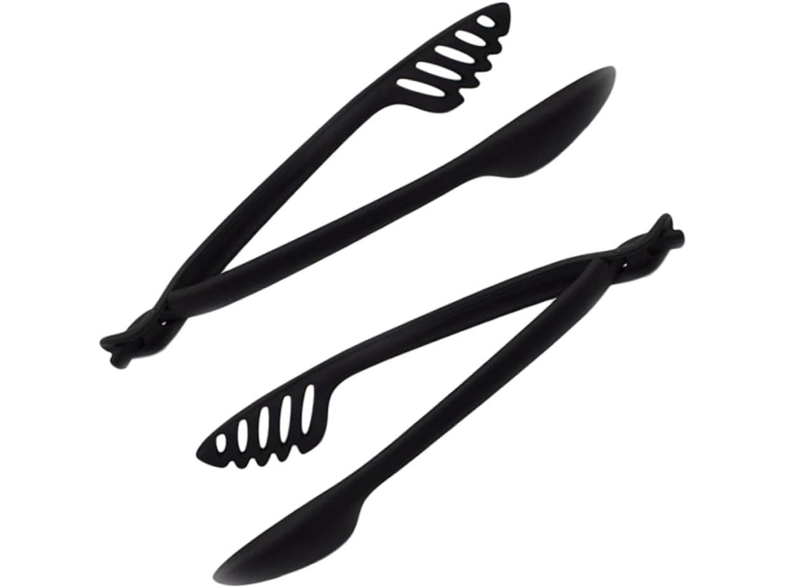 Pinças Para Alimentos Healifty Em Nylon Preto 2 Peças Utensílio De Cozinha Prático Churrasco E Buffet