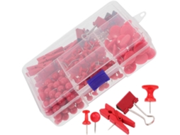 Conjunto De Tachinhas E Clipes Papel Vermelhos Fuoyloo, 200 Peças Multifuncionais Para Decoração E Organização Em Murais