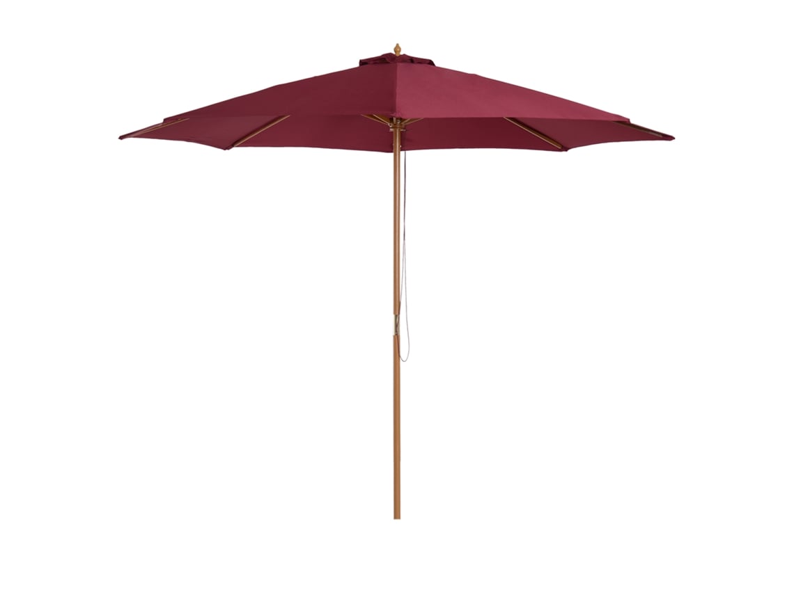 Guarda sol de Jardim Reto, Madeira, Poliéster, Ø3x2,5m, Vermelho ORBITRA COMMERCE