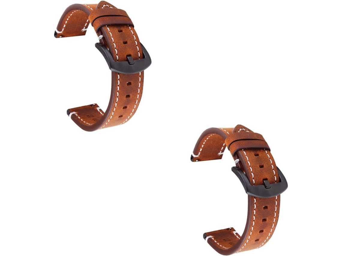 2 Pulseiras De Couro Genuíno Para Relógios Inteligentes Retrô,