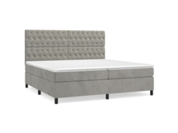 Cama com Molas e Colchão Veludo Cinzento Claro MAISON EXCLUSIVE (200x200 cm)