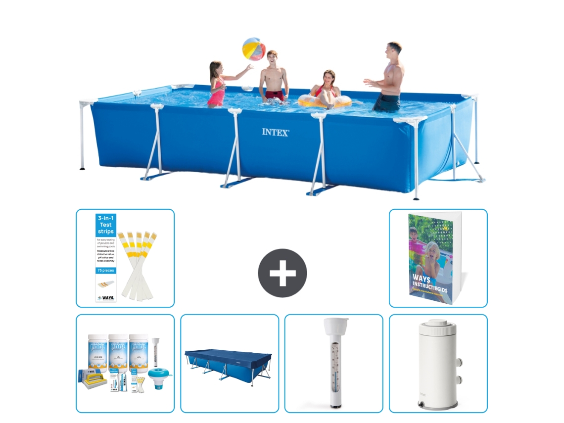 Intex Piscina Com Estrutura Retangular - 450x220x84 Cm - 7-peças S63