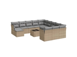 Conjunto de 13 Sofás para Jardim com Almofadões Vime Pe Bege MAISON EXCLUSIVE