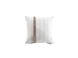 Almofadas Decorativas Almofada Removível de Algodão Tecido Listrado com Franja Alizee Branca e Marrom 40 X 40 Cm DOUCEUR D'INTERIEUR
