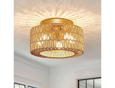 Luminária De Teto De Vime Boêmia Feita A Mão Para Quarto, Cozinha E Sala De Estar Ehsttdh