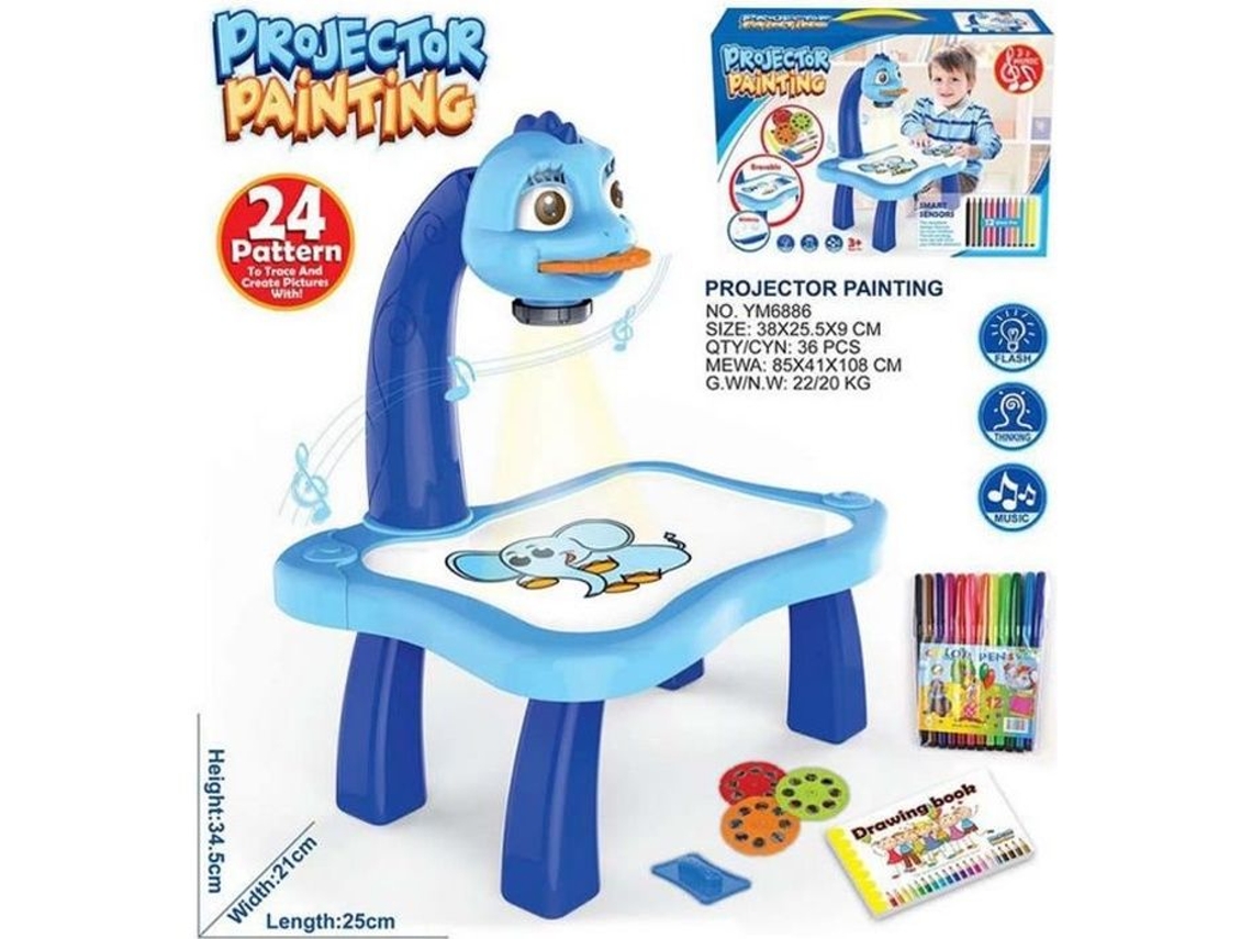 Prancheta de Projetor Infantil Máquina Iluminação Prancheta Colorida Graffiti Whiteboard Infantil Azul