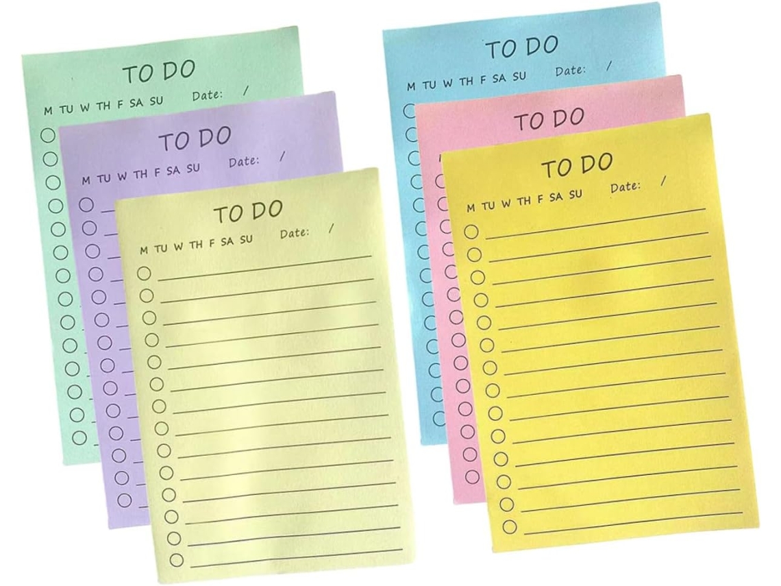 Conjunto De 6 Blocos De Notas Adesivas Coloridas Com Linhas, Pequenos E Práticos Para Escritório, Escola E