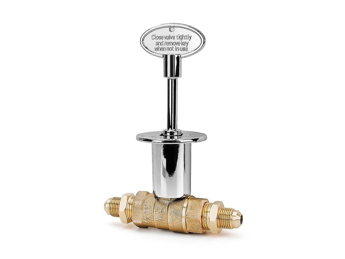 Kit De Válvula De Corte Reta De 1/2 Polegada E Quarto De Volta Para Fogueiras A Gás Ng/lp, Com Flange Cromado, 3 Polegadas