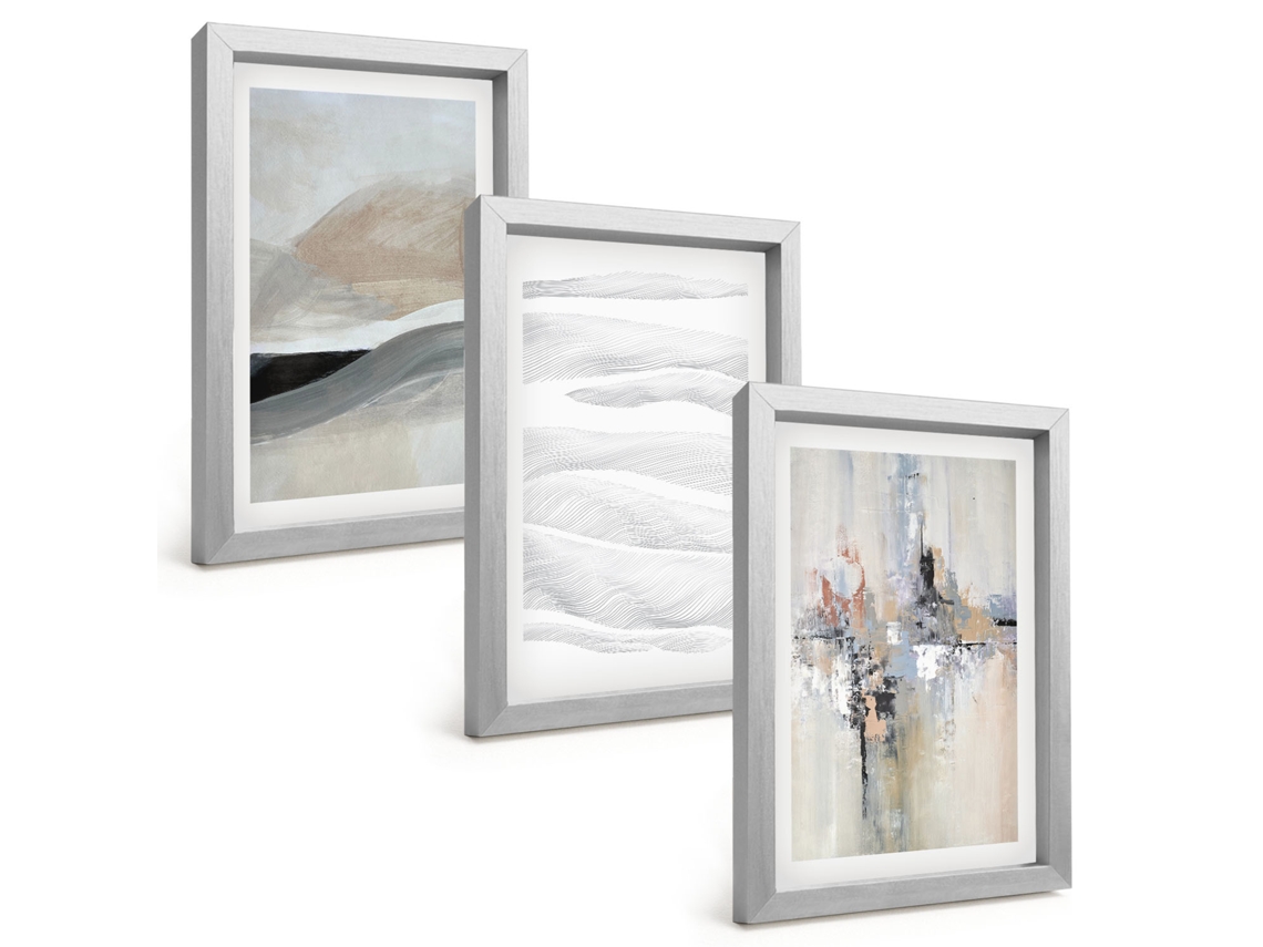 Composição De Quadros Padrões Abstratos, Terra Espelharte (3 Peças 20x30 Cm)
