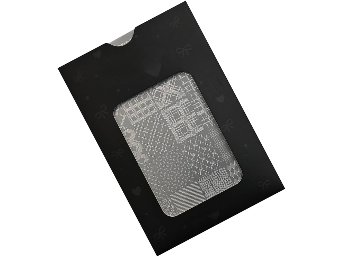 Placa de Estamparia SFUSHOS, padrão pied de poule, aço inox
