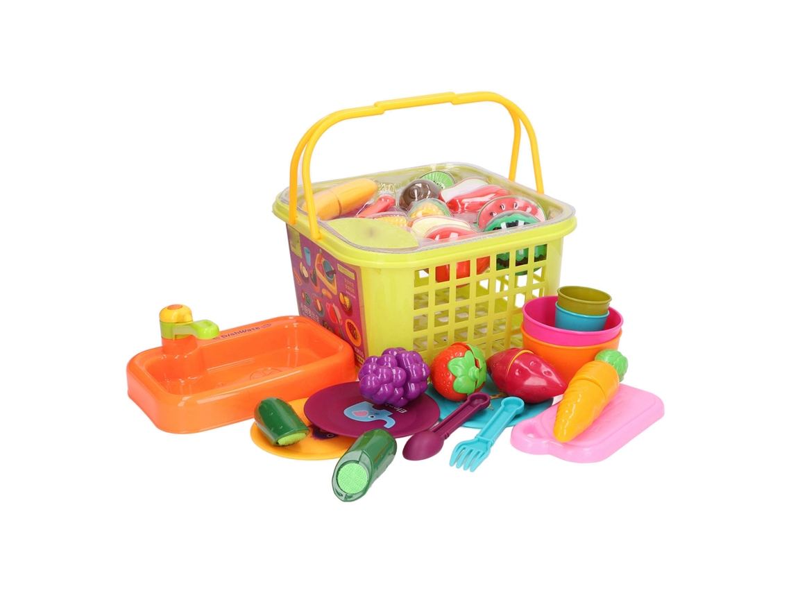 Mali brinquedo de Corte de Frutas e Legumes com Cesta Brincadeira de Cozinha Educativa para Crianças