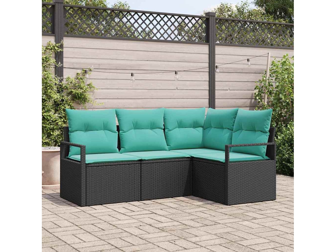 Vidaxl Conjunto De Sofás 4 Unid. Preto Vime Pe